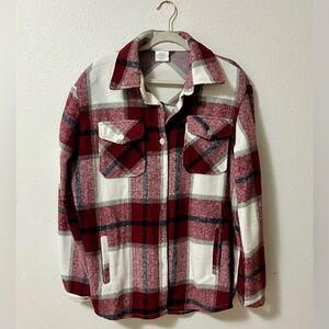 Maroon and White Plaid Women’s Shacket